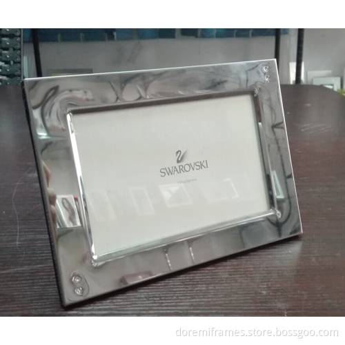 Stainless steel Mirror picture frame with black velvet